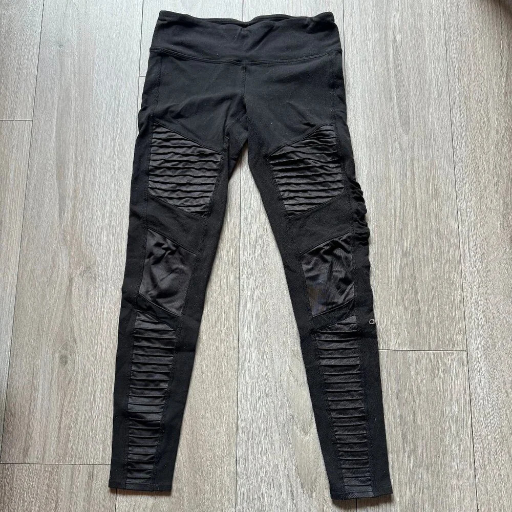 Alo Yoga High Waisted Moto Performance Leggings Women's Small Black Skinny